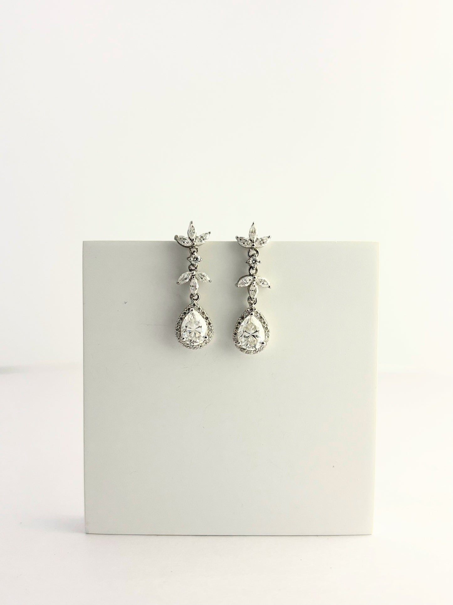 Silver Bloom – Moissanite Drop Earrings