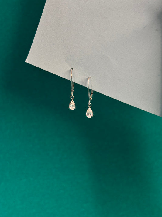 Silver Teardrop – Moissanite Dangle Earrings
