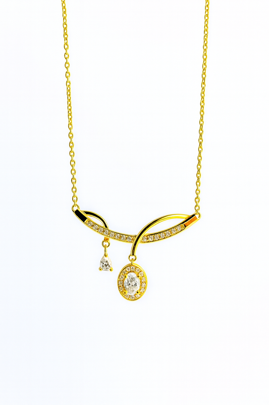 Golden Glow – Moissanite Drop Necklace