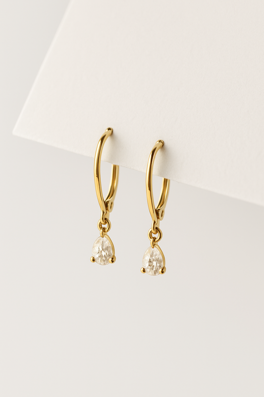 Golden Teardrop – Moissanite Dangle Earrings