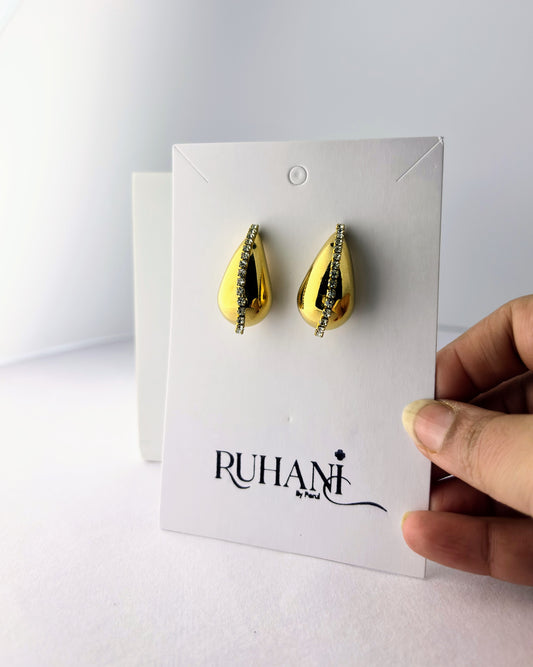 Golden Crystal Teardrop Earrings