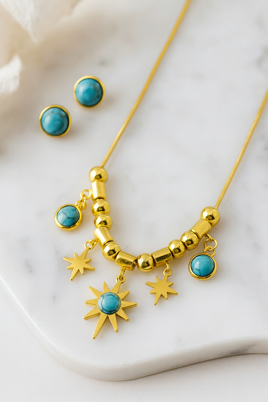 Golden Starburst Turquoise Set