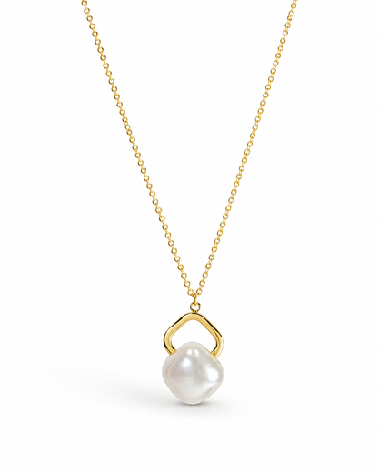 Golden Pearl Lock Necklace