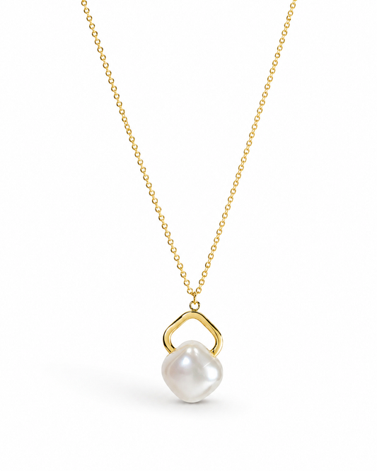 Golden Pearl Lock Necklace