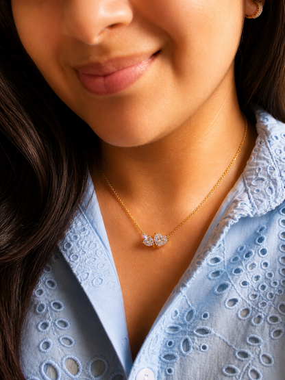 Twin Hearts Crystal Necklace