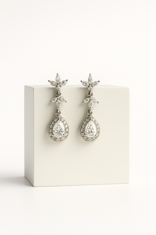 Golden Bloom – Moissanite Drop Earrings