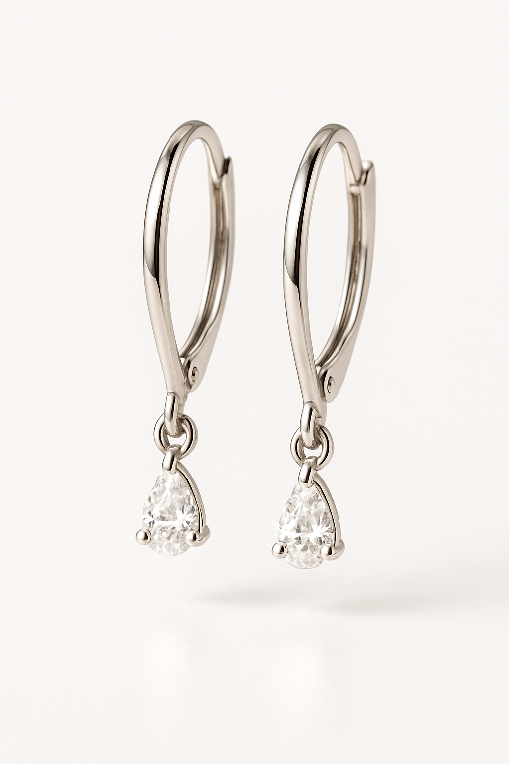 Silver Teardrop – Moissanite Dangle Earrings