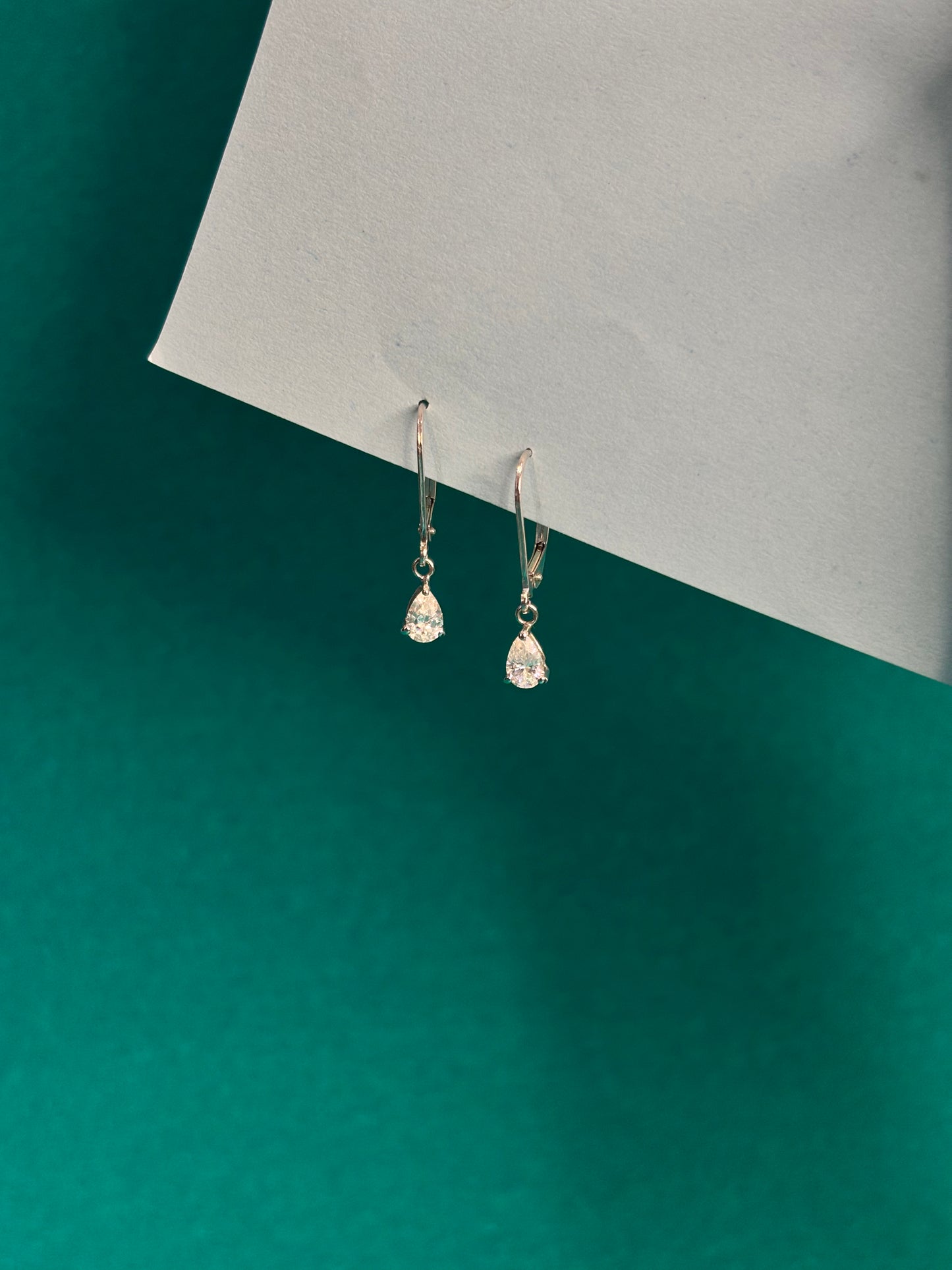 Silver Teardrop – Moissanite Dangle Earrings