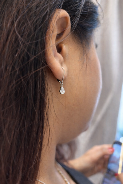 Silver Teardrop – Moissanite Dangle Earrings