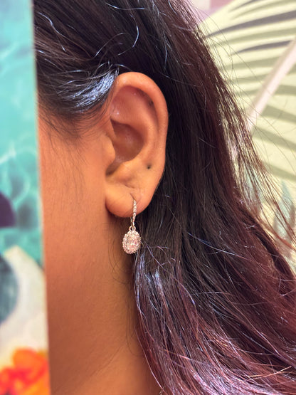 Golden Halo – Moissanite Drop Earrings