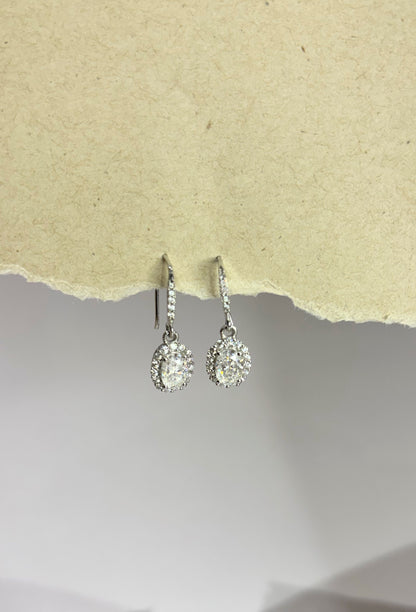 Golden Halo – Moissanite Drop Earrings