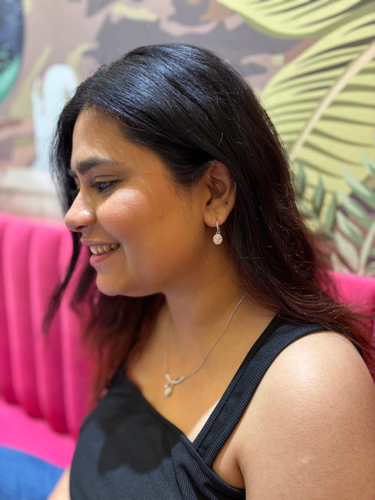 Silver Halo – Moissanite Drop Earrings