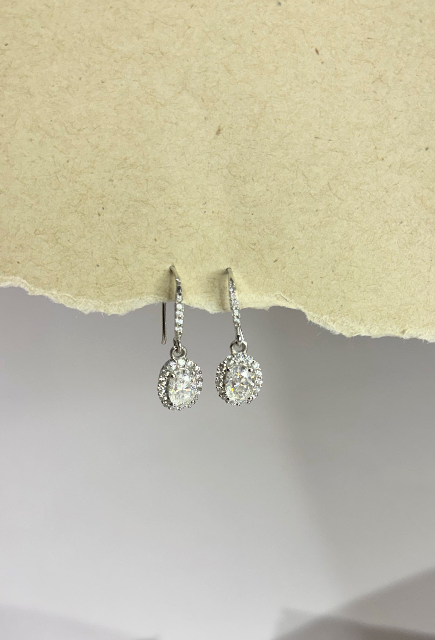 Silver Halo – Moissanite Drop Earrings