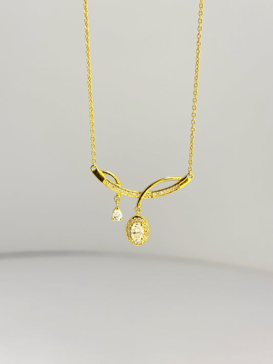 Golden Glow – Moissanite Drop Necklace