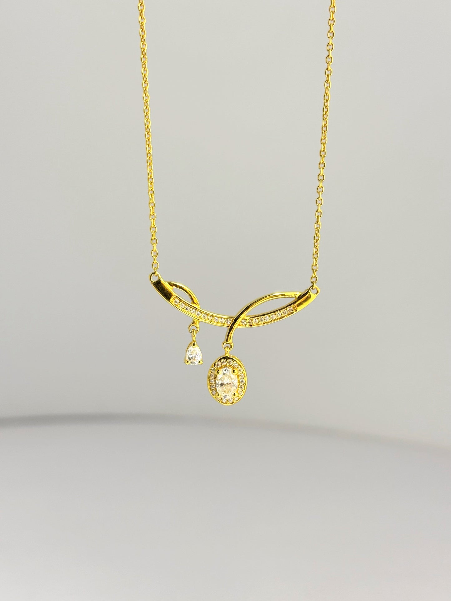 Golden Glow – Moissanite Drop Necklace