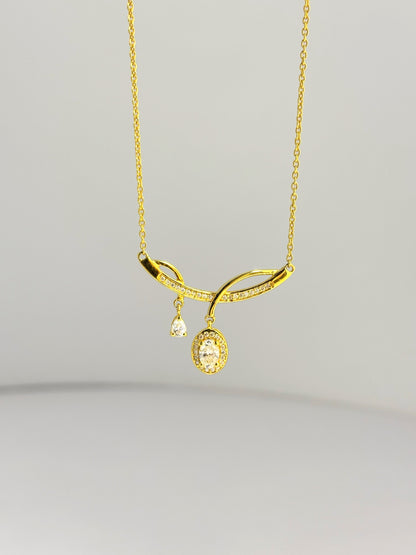 Golden Glow – Moissanite Drop Necklace