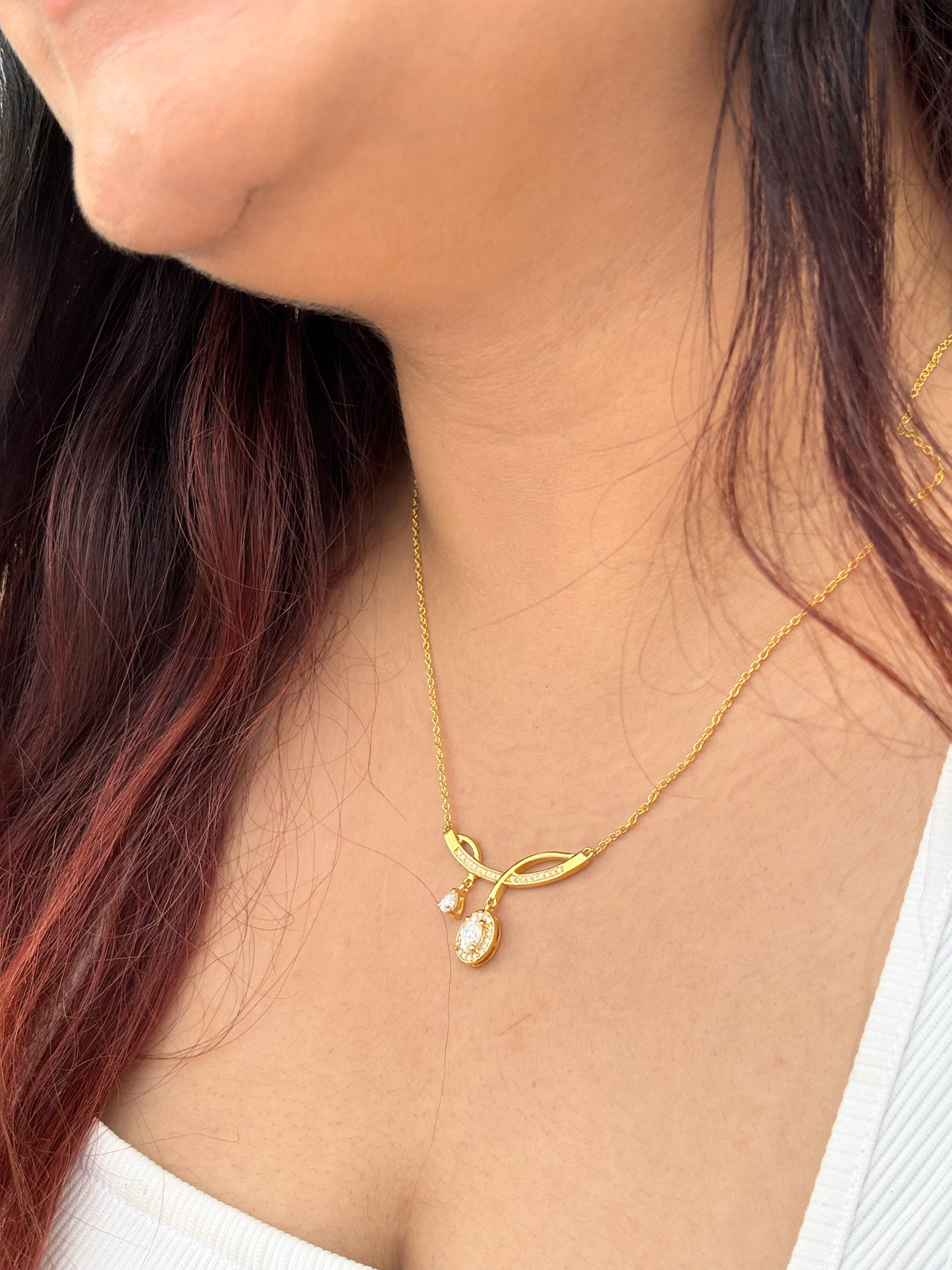 Golden Glow – Moissanite Drop Necklace