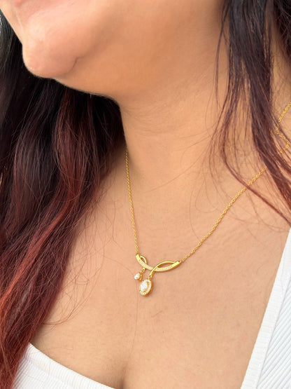 Golden Glow – Moissanite Drop Necklace