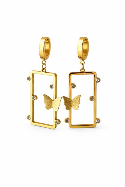 Golden Butterfly Frame Earrings