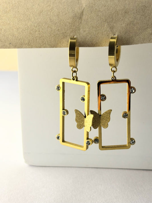 Golden Butterfly Frame Earrings