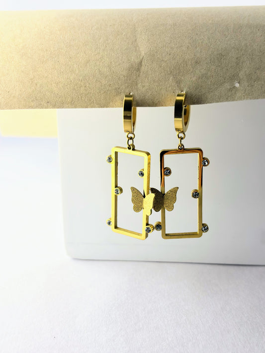 Golden Butterfly Frame Earrings