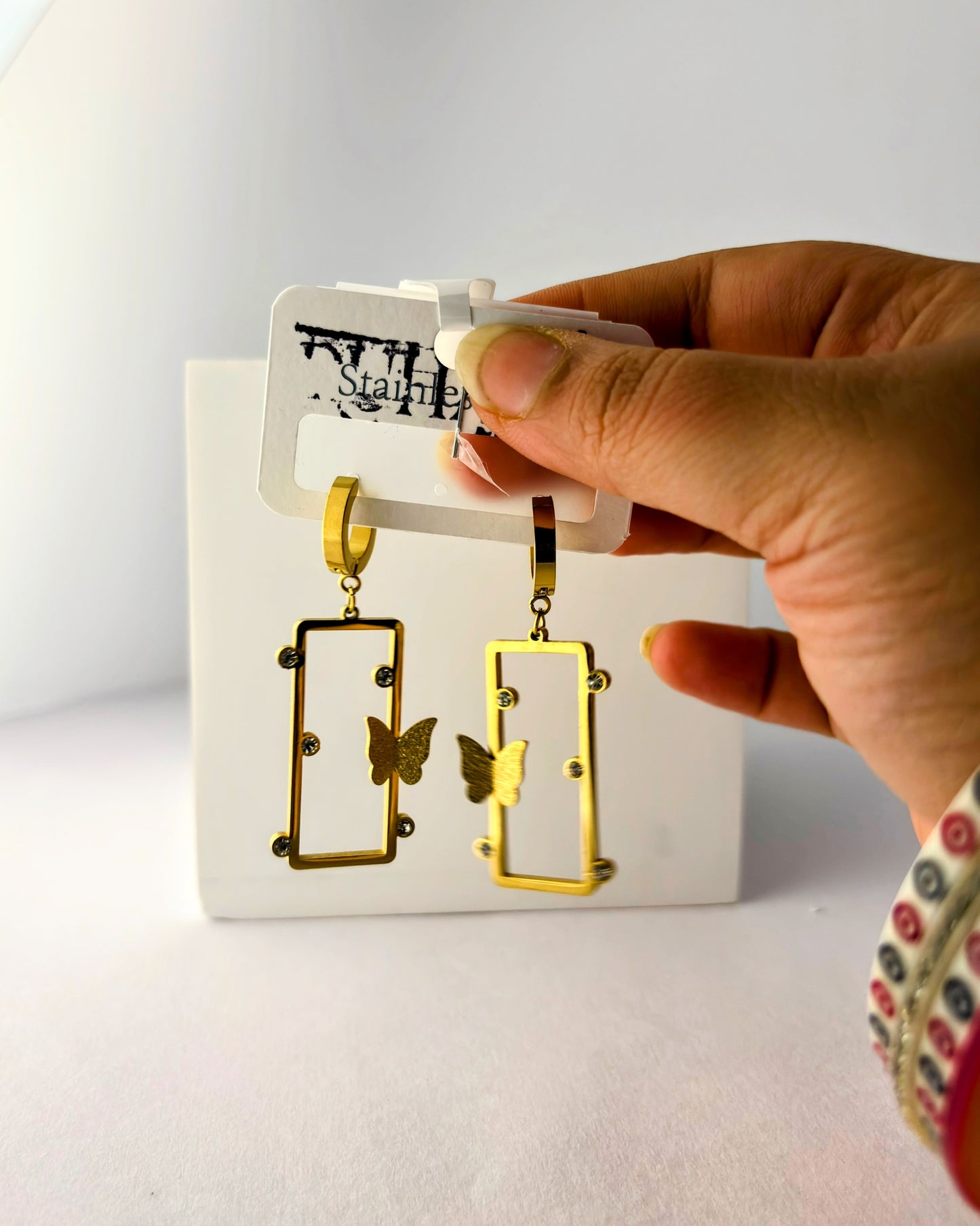 Golden Butterfly Frame Earrings