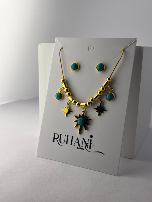 Golden Starburst Turquoise Set