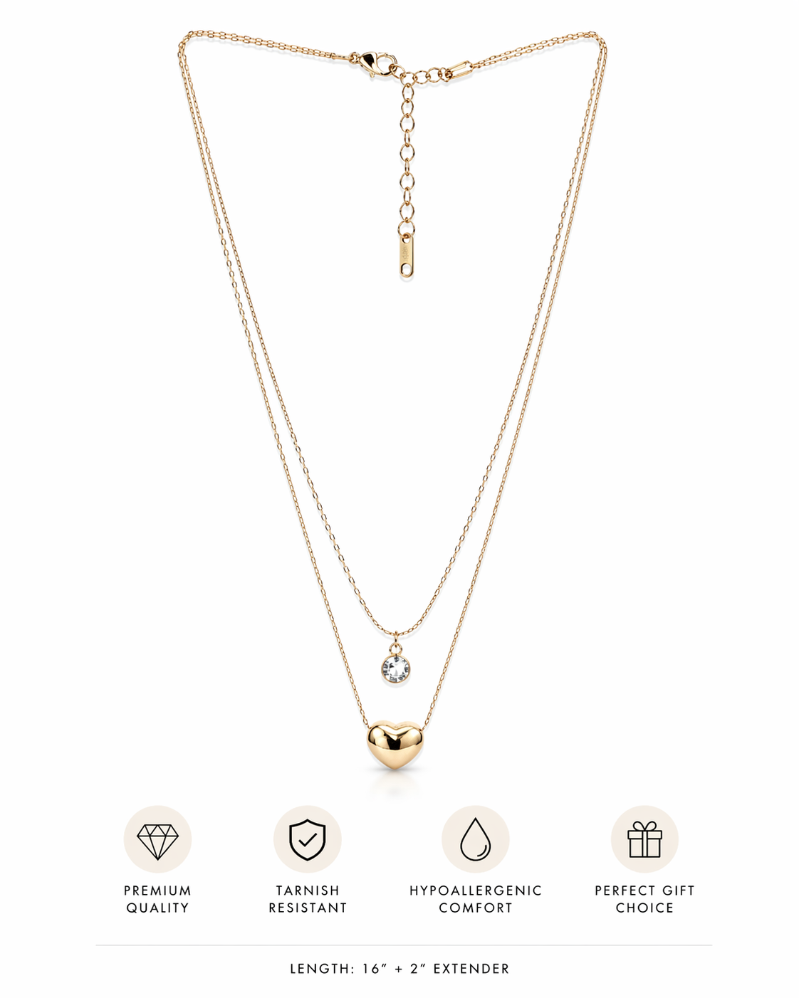 Golden Heart Layered Necklace