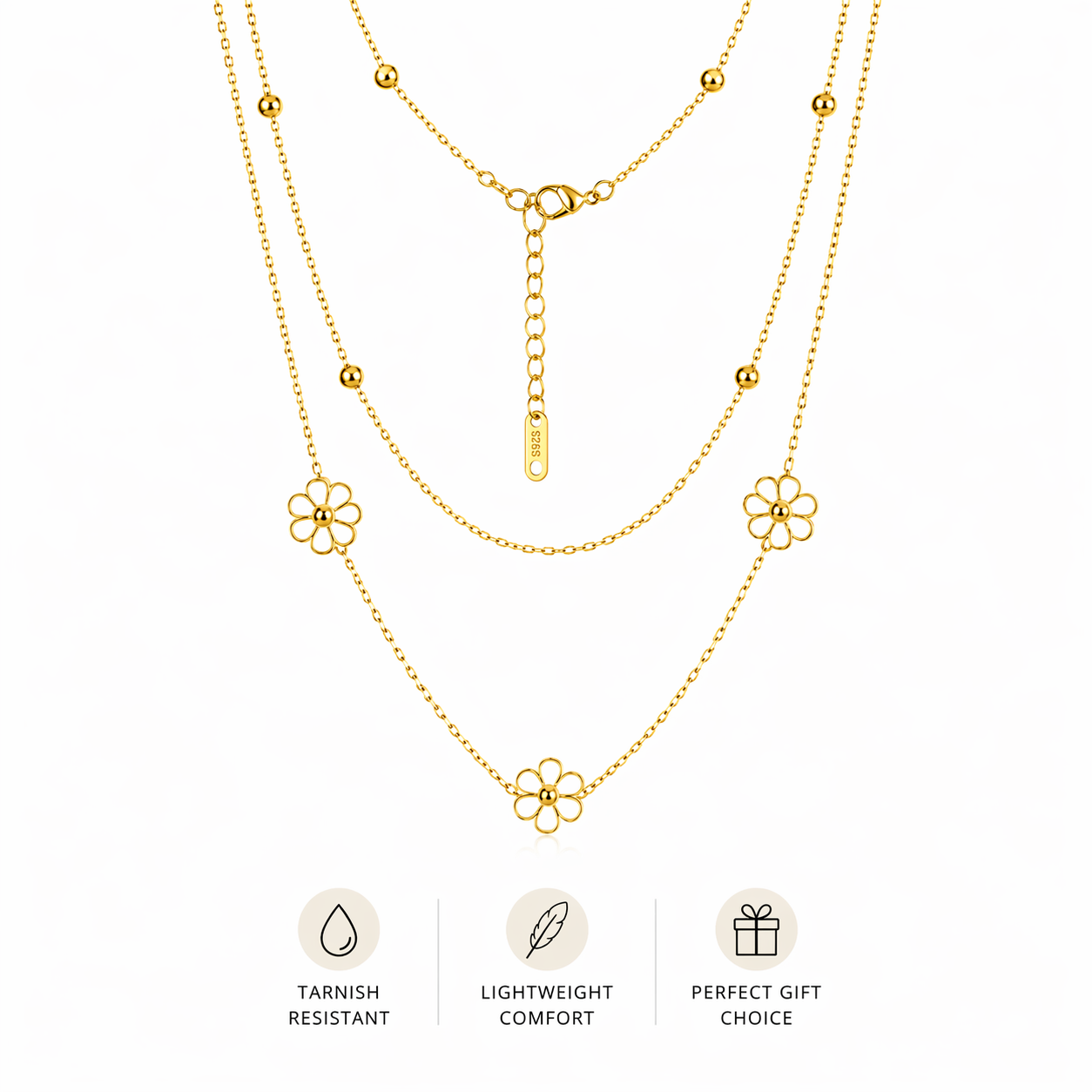 Golden Daisy Layered Necklace