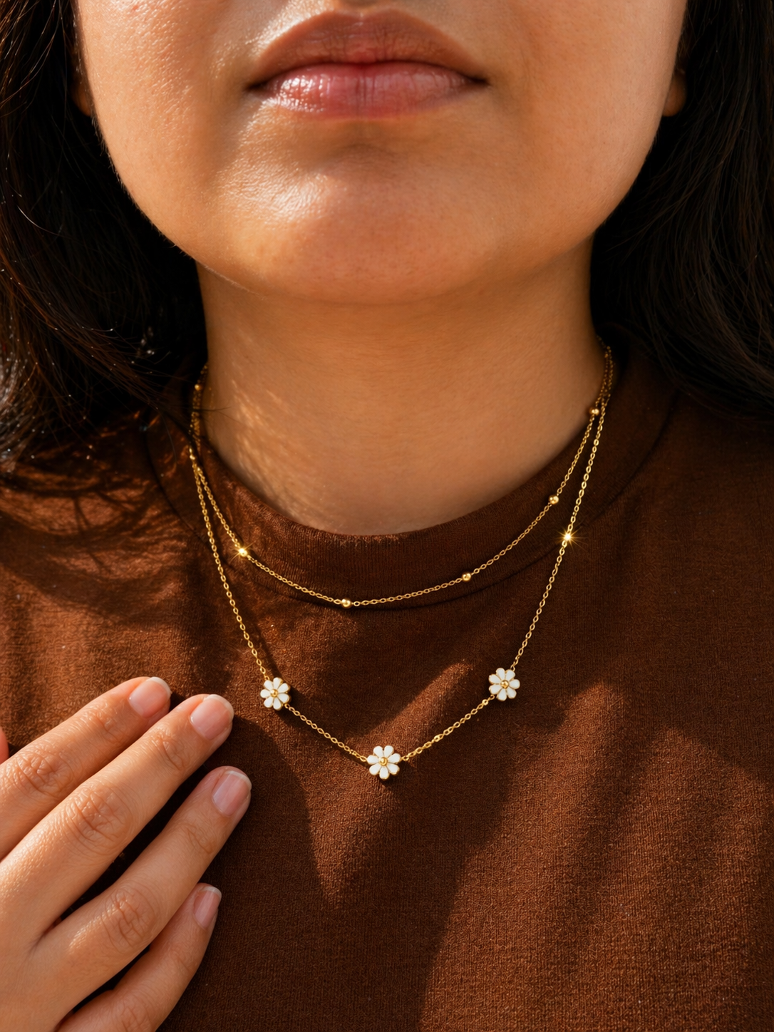 Golden Daisy Layered Necklace