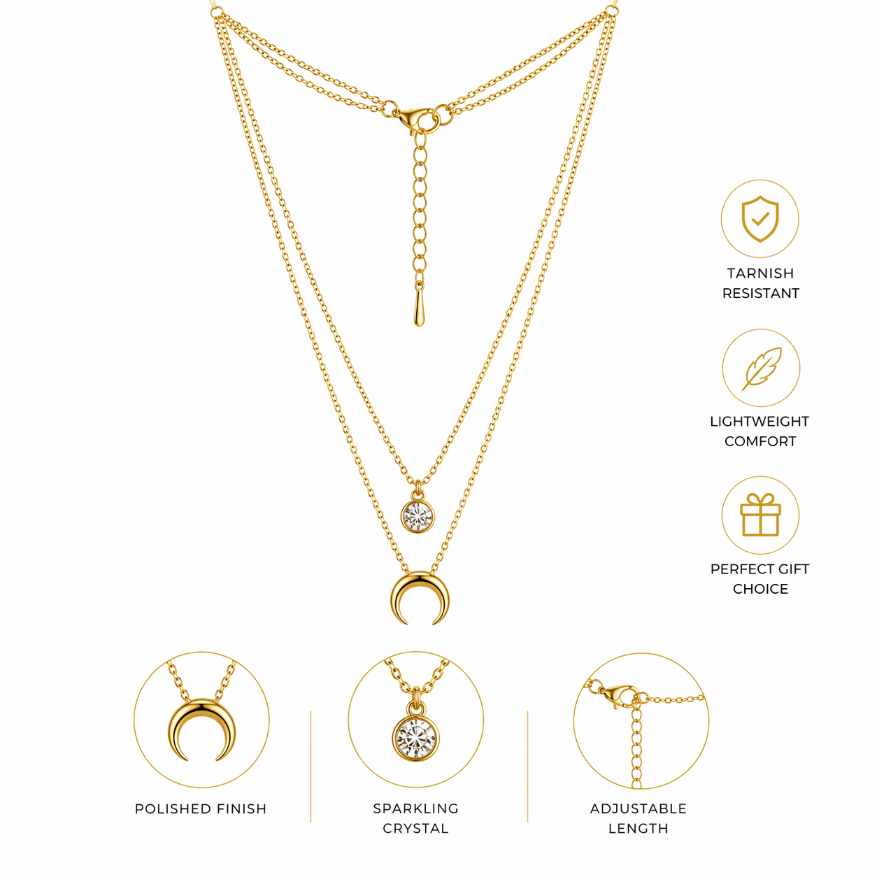 Celestial Moon Layered Necklace