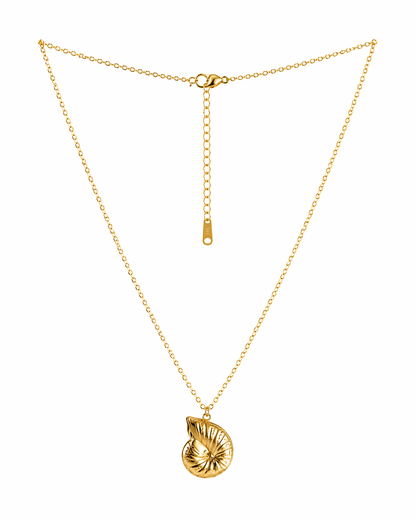 Golden Shell Spiral Necklace