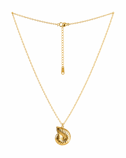 Golden Shell Spiral Necklace