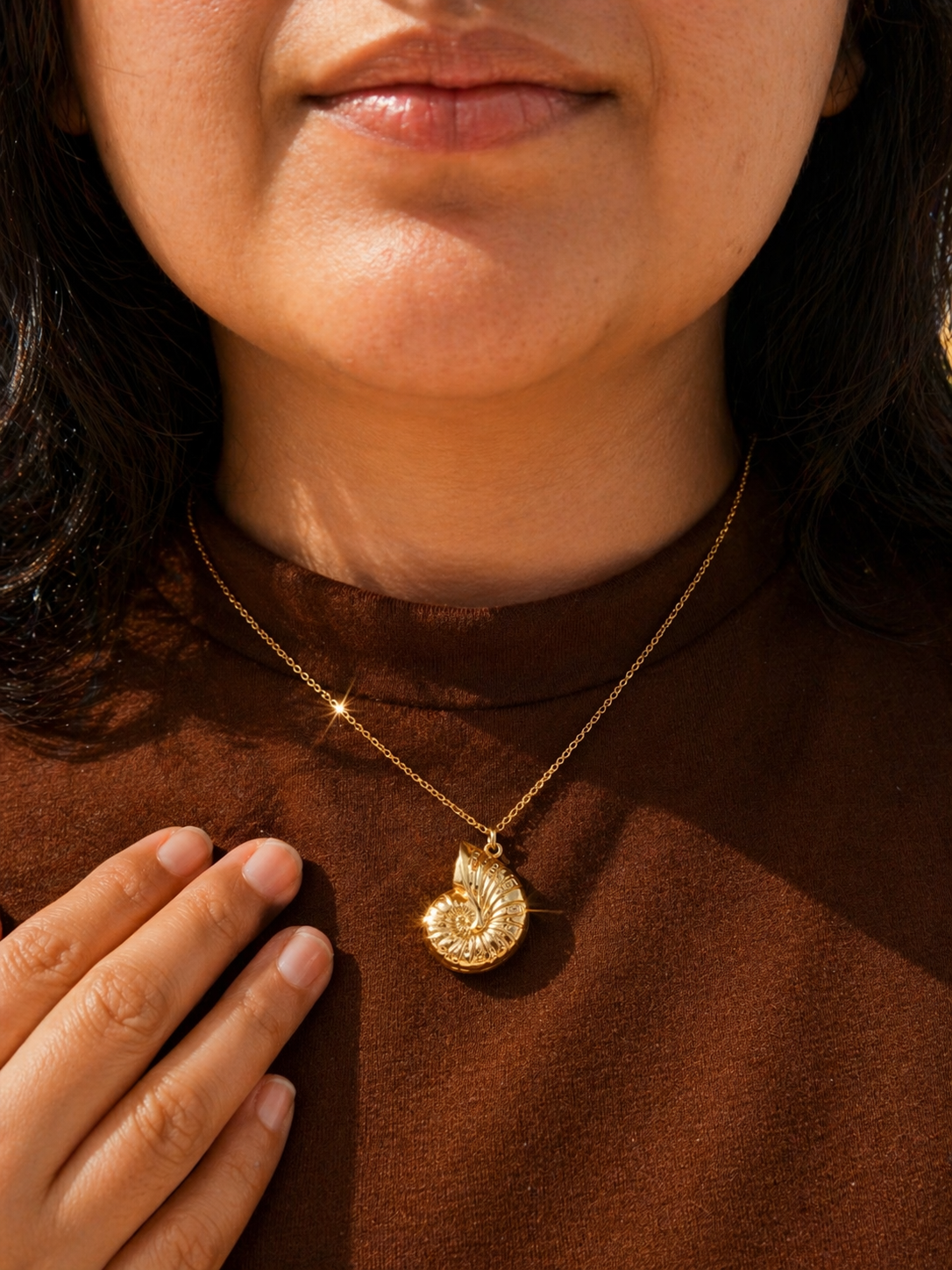Golden Shell Spiral Necklace