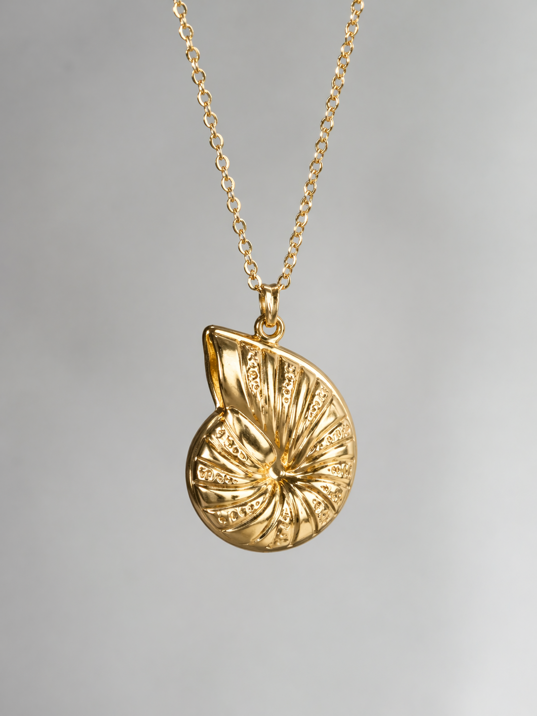 Golden Shell Spiral Necklace