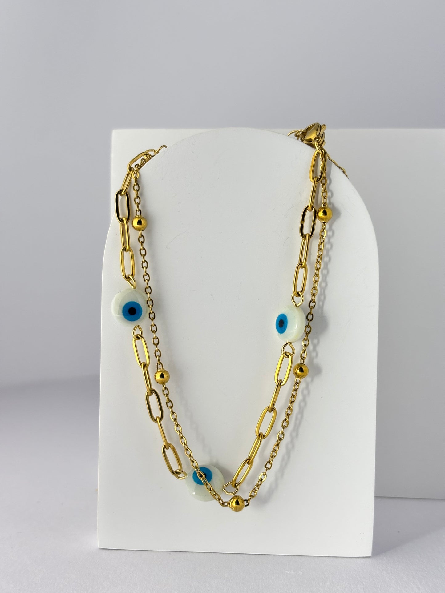 Golden Evil Eye Bead Bracelet