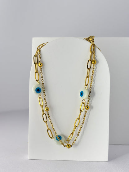 Golden Evil Eye Bead Bracelet