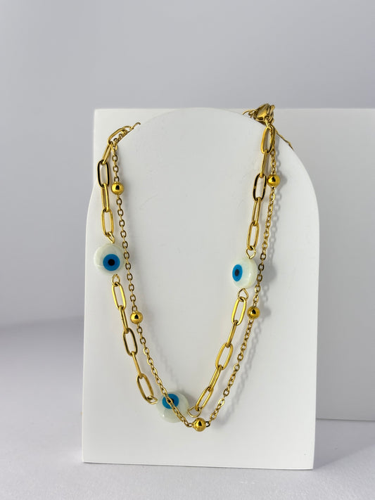 Golden Evil Eye Bead Bracelet