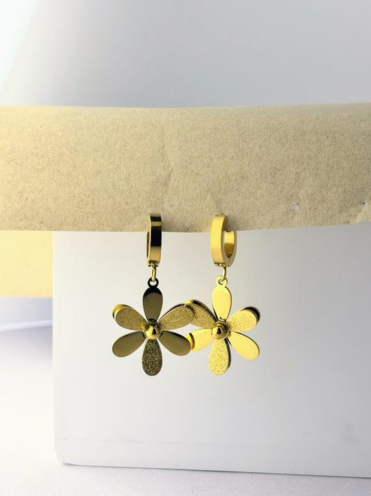 Golden Daisy Drop Earrings