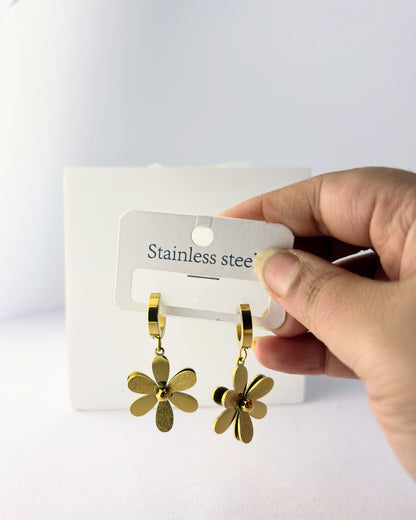 Golden Daisy Drop Earrings