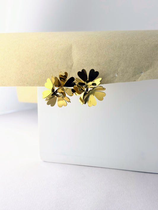 Golden Cluster Blossom Earrings
