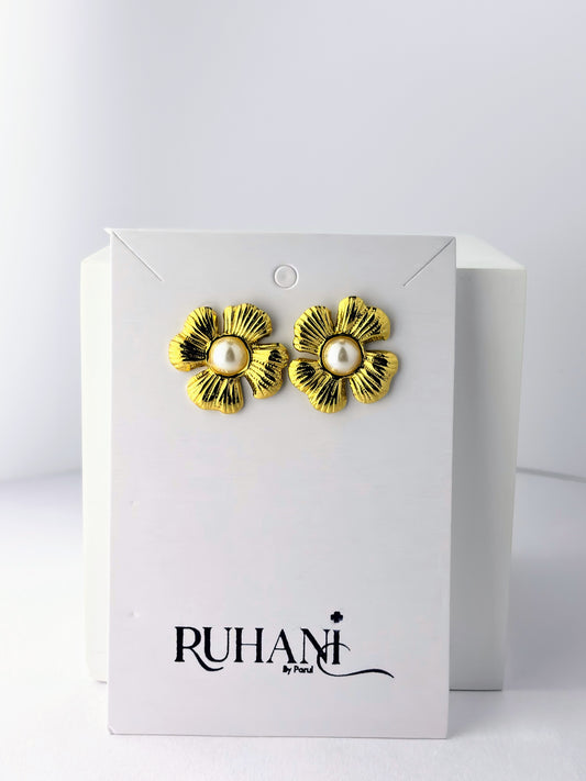 Golden Heart Stud Earrings
