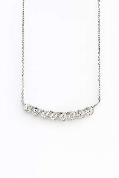 Moonlit Glow – Silver Moissanite Necklace
