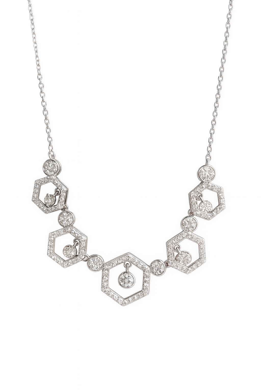 HexaGlow – Silver Moissanite Necklace