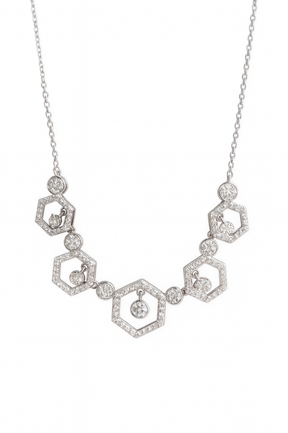 HexaGlow – Silver Moissanite Necklace