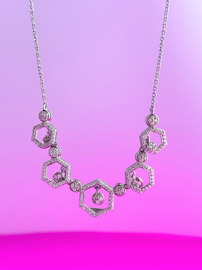 HexaGlow – Silver Moissanite Necklace