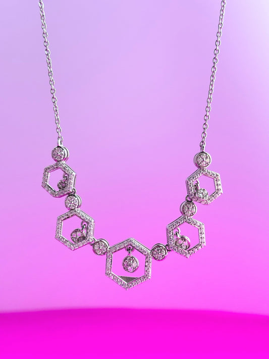 HexaGlow – Silver Moissanite Necklace