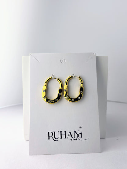 Golden Crystal Hoop Earrings