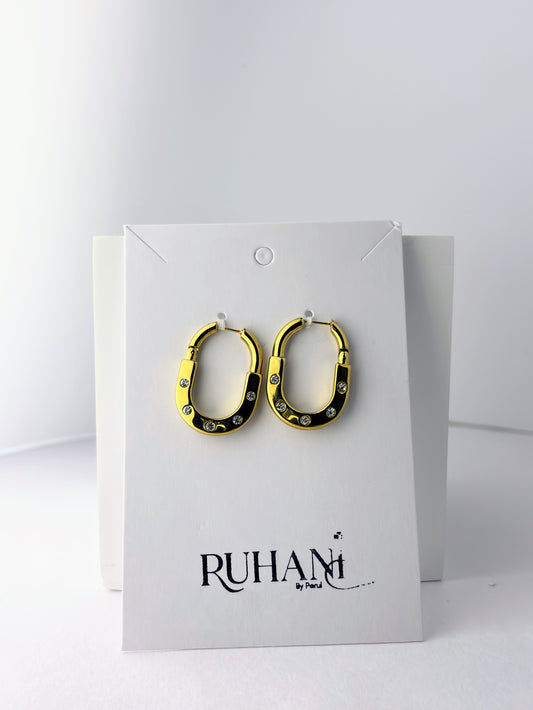 Golden Crystal Hoop Earrings