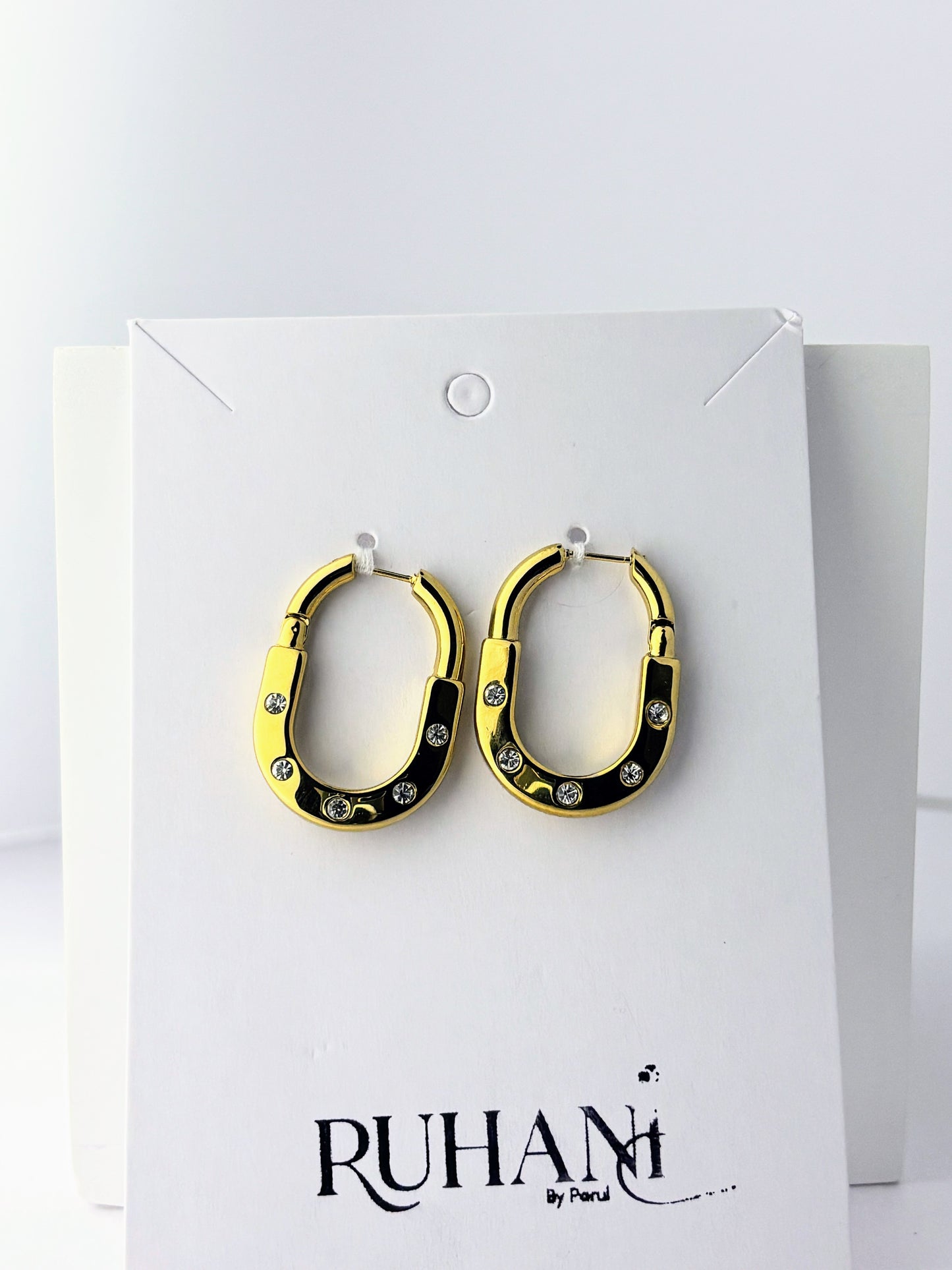 Golden Crystal Hoop Earrings